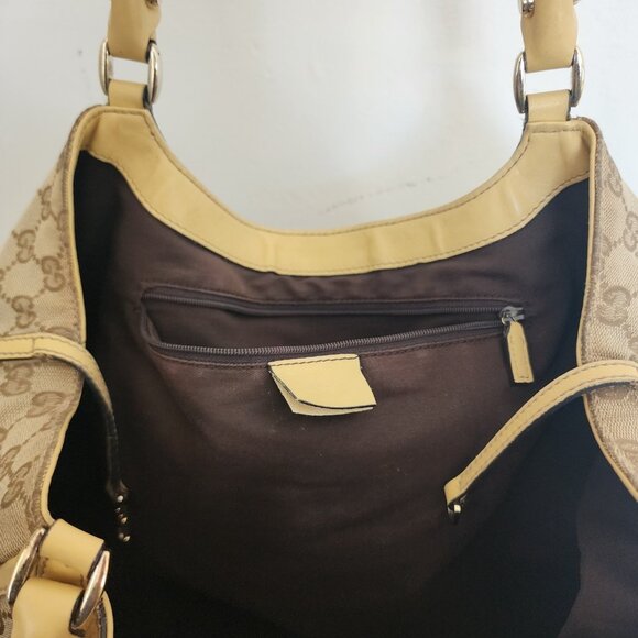 Gucci GG Canvas Abbey Line Purse Brown Beige Monogram Shoulder Bag Purse - Picture 16 of 16